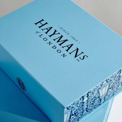 Haymans of London stacked packaging showing pattenr detail on the side